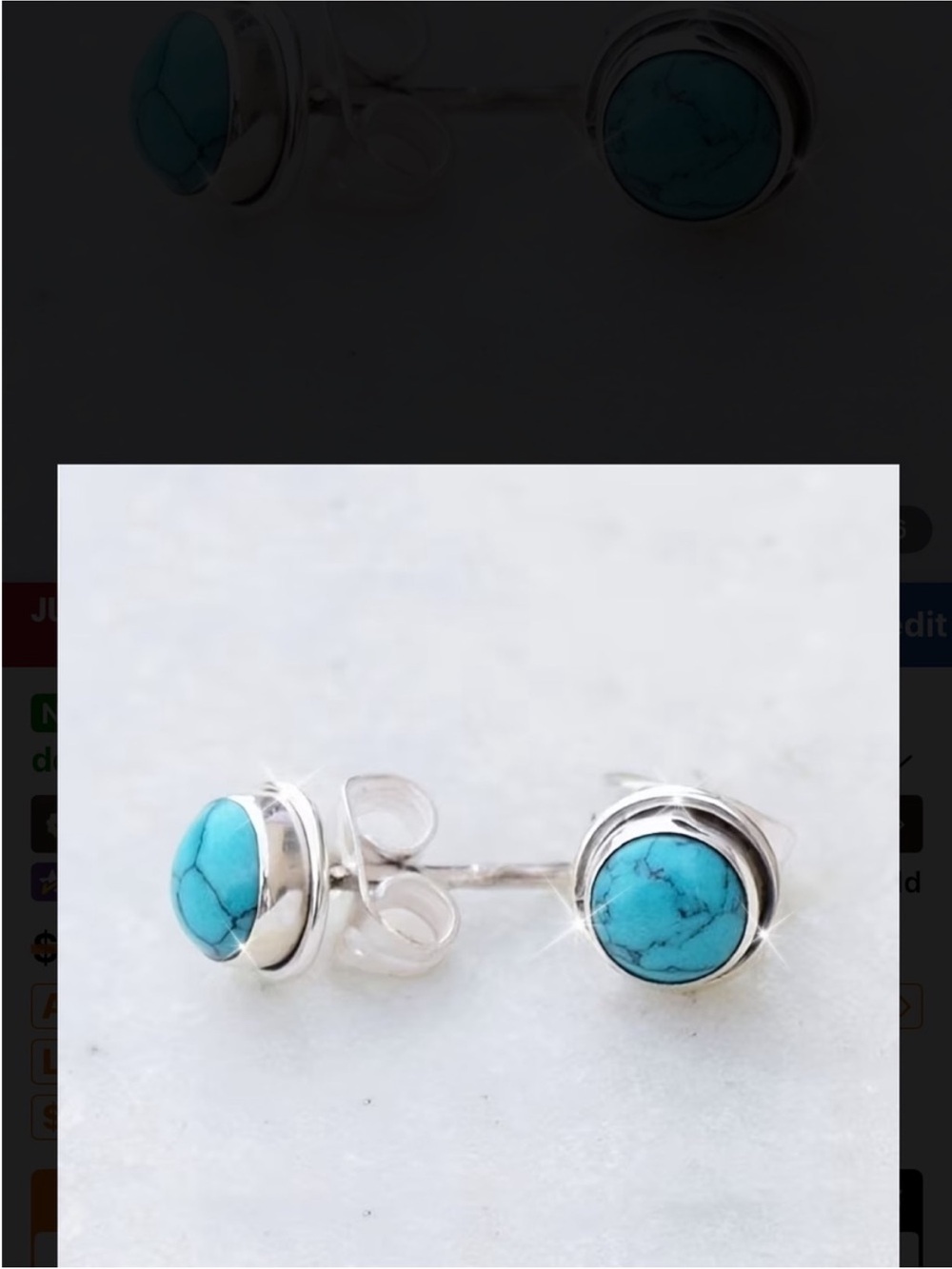Turquoise Stone Sterling Silver Stud Earrings - Blue Turquoise